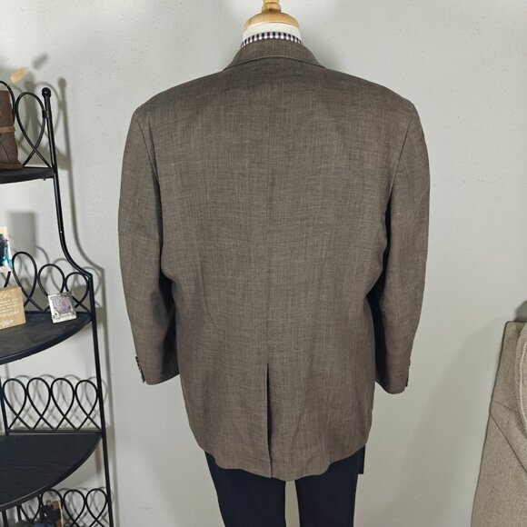 Coconut Grove Men's Sport Coat Blazer Three Button Brown Linen Polyester 48R - Picture 10 of 15